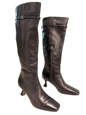 Revolve Sam Edelman Lyla Black Leather Wide Calf Knee High Boots 7.5 New